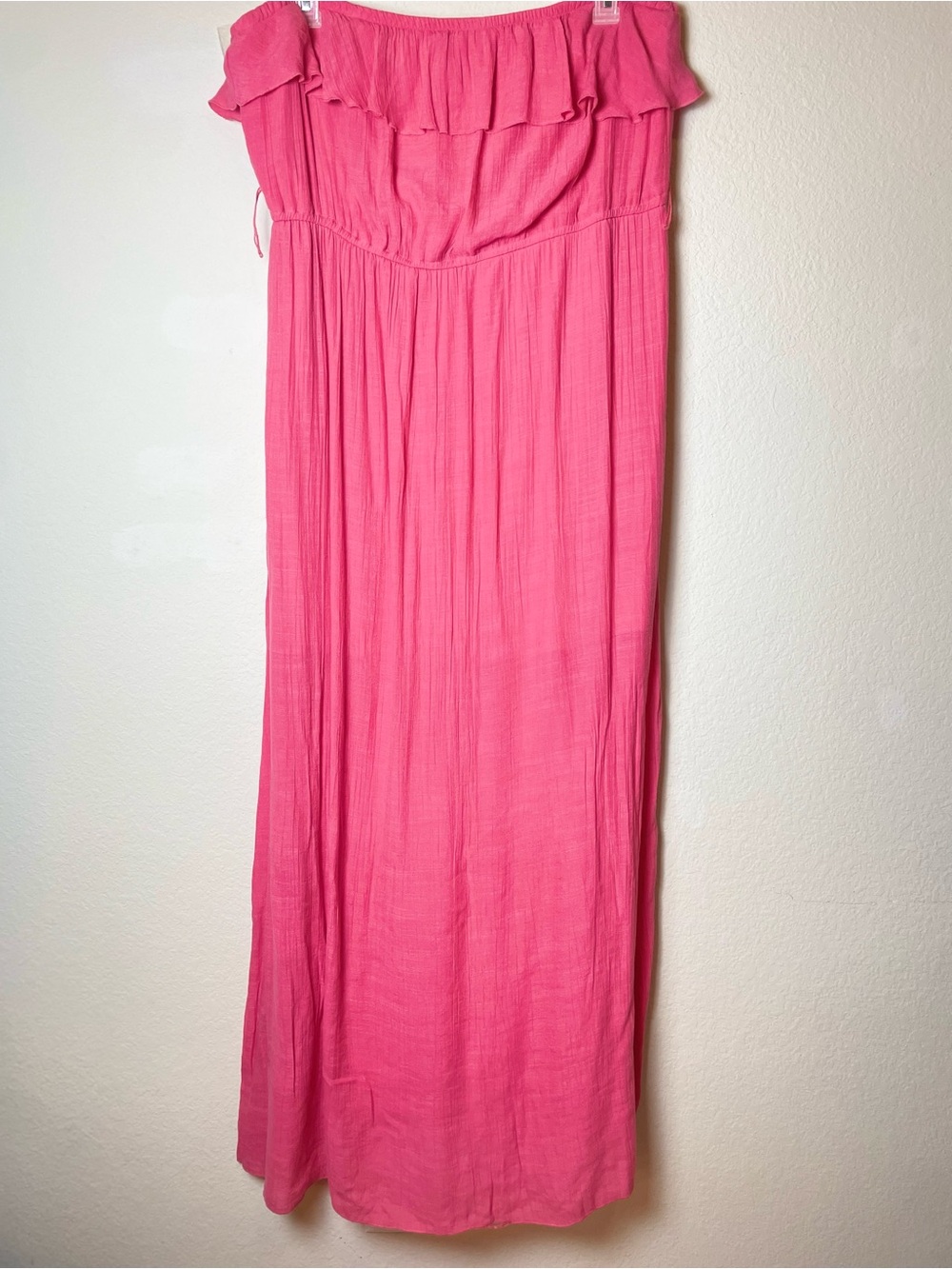 Pink Strapless Maxi Dress with Ruffle Detail | Flowy Summer Dress | Size 2X - Picture 4 of 11